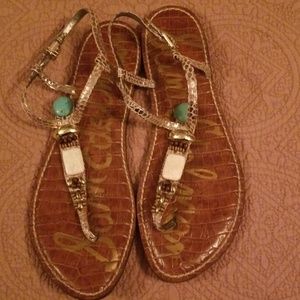 Sam edlemam jeweled thong strap sandals sz 10